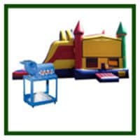 Castle Bounce House package with multicolored slide and Snowflake machine rent it in Miami florida