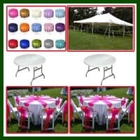 Package of Tables with tablecloths of color and tone that you like and Tent for your outdoor events is rented in Miami Florida