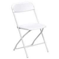 Folding white chairs for your outdoor and indoor events rental in Miami florida