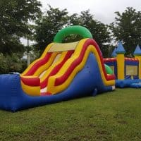 super double slide combo, a great inflatable game with slides and castles that attract the attention of many children and will make them have a lot of fun, rent it at A1EconomyPartyRental