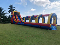 inflatable game with slide and tunnel with inflatable rings for the fun of your children at their events or at home rental in miami florida