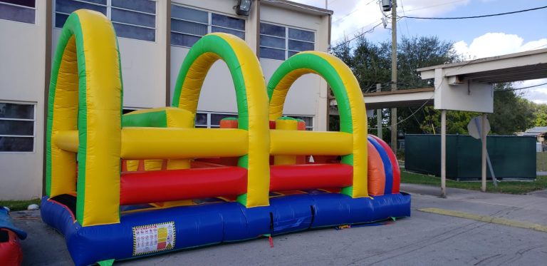 inflatable bounce with obstacles for children's fun for rent for all your children's events